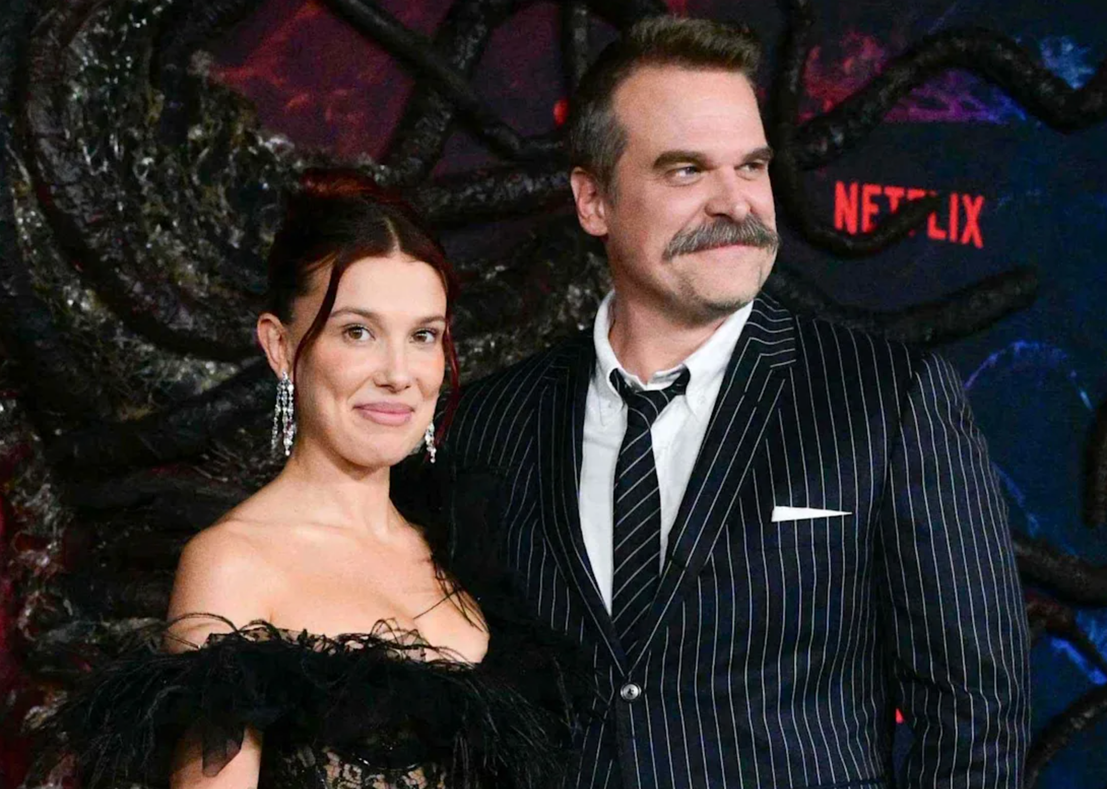 Stranger Things Stars Hug It Out Amid Bullying Storm 51 Millie Bobby Brown and David Harbour hug